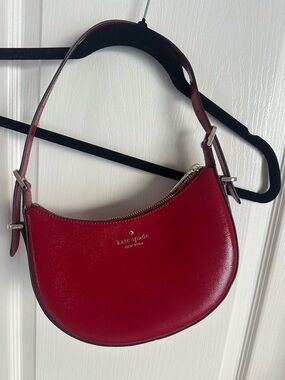 kate spade red leather crescent shoulder bag